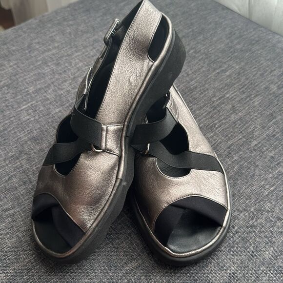 THIERRY RABOTIN WOMEN'S WILTON 1326 METALLIC PEWTER LEATHER COMBO Sz EU 40 US9,5 - Picture 11 of 16